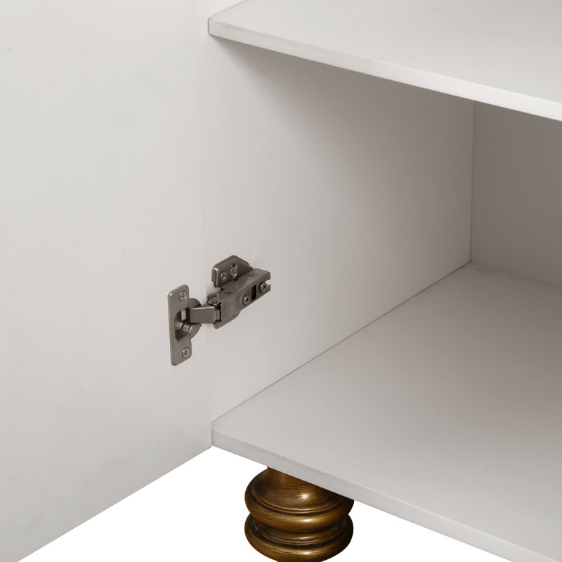 Armoire de rangement 4 portes avec tablettes réglables pour la cuisine, la salle à manger et le salon, Blanc