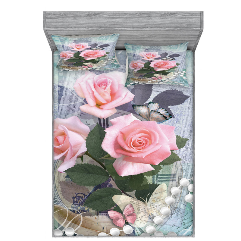 Pearls Microfiber Sheet Set, Queen Sheet Set with Fitted Sheet