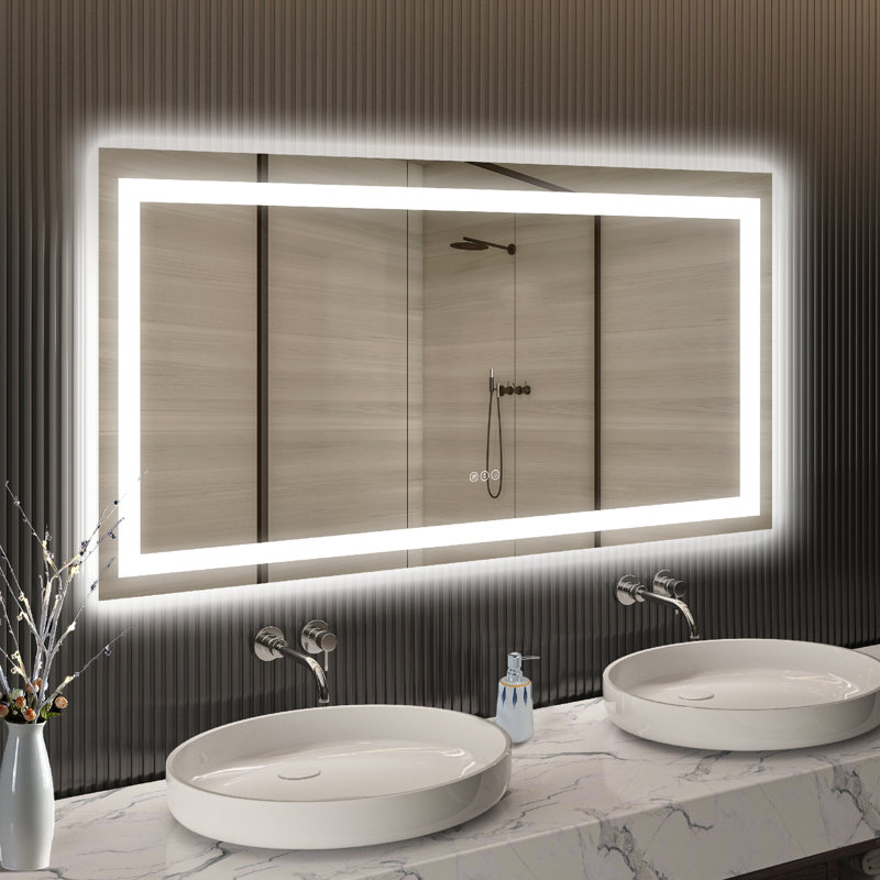 Miroir de salle de bain sans cadre à DEL, 36 po x 57 po