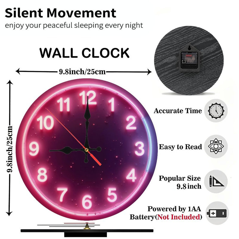 Horloge lumineuse de style néon
