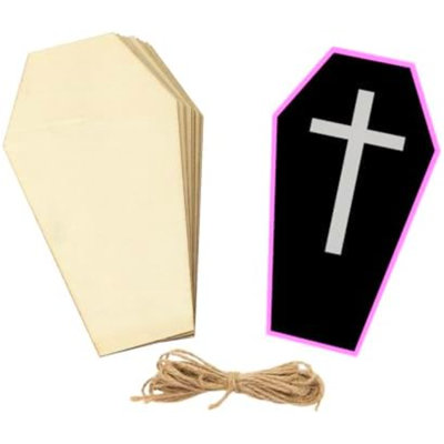 Paquet de 20 découpes de cercueil en bois de 6 pouces, bois non fini, artisanat de cercueil d'Halloween, ornements suspendus en cercueil en bois, étiquettes de cercueil bricolage pour décoration de fête