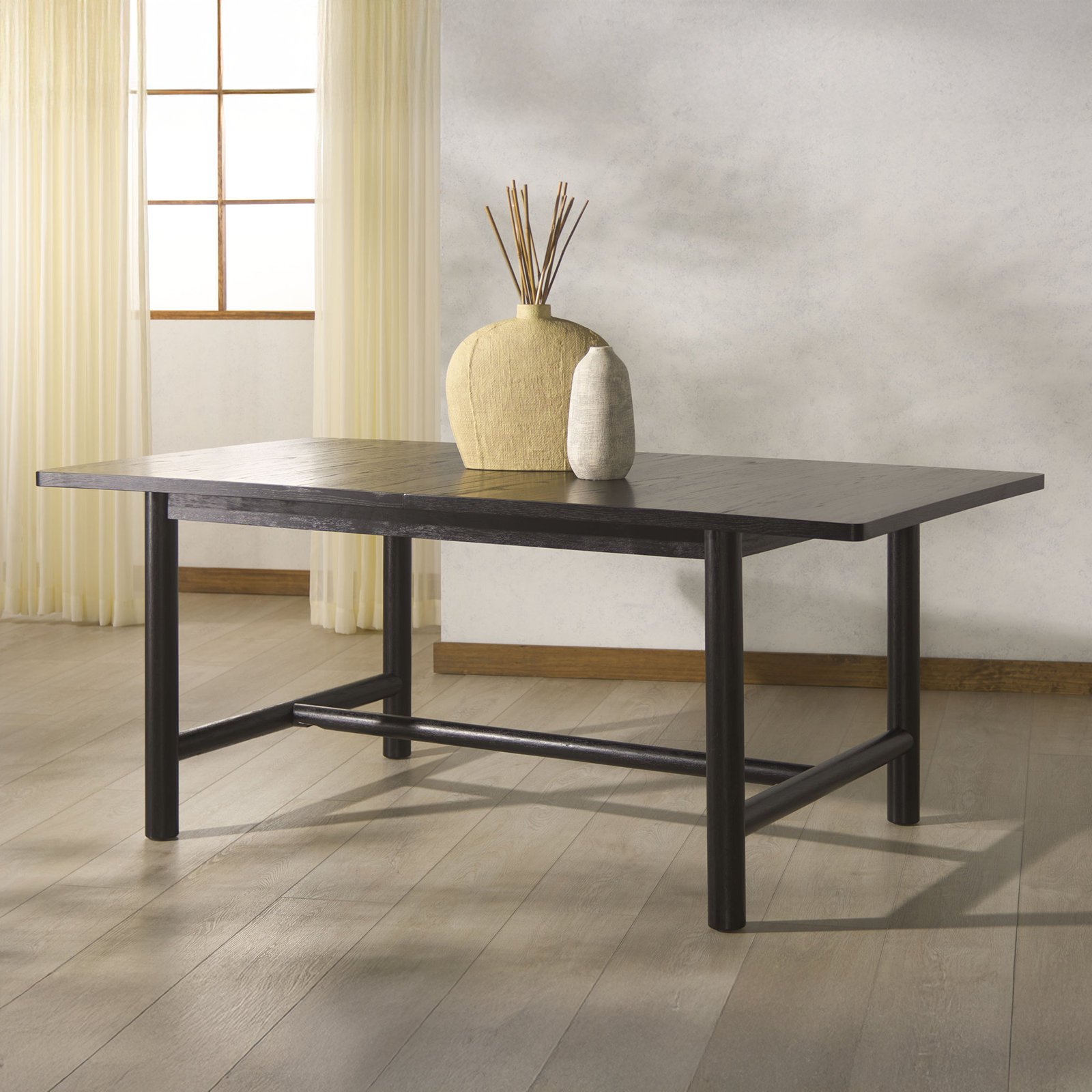 Kaplan 76" Extendable Dining Table, Black