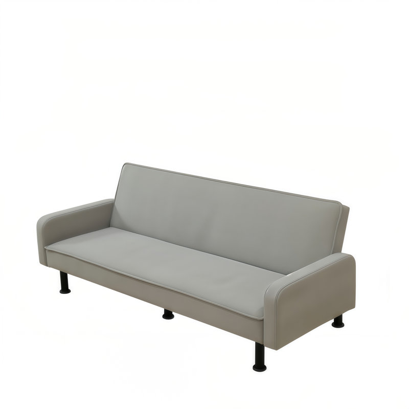 Canapé convertible avec dossier réglable, structure en bois massif, Velours gris clair