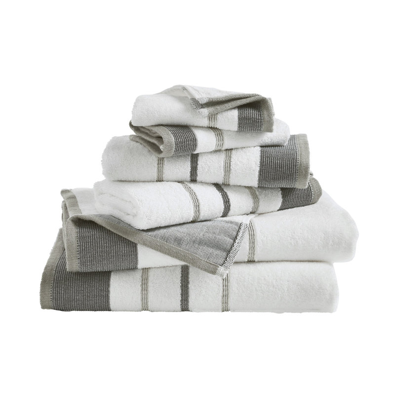 Deanthony Luxury Cotton Decorative, Dark Gray/Light Gray, 6 Piece Towel Set