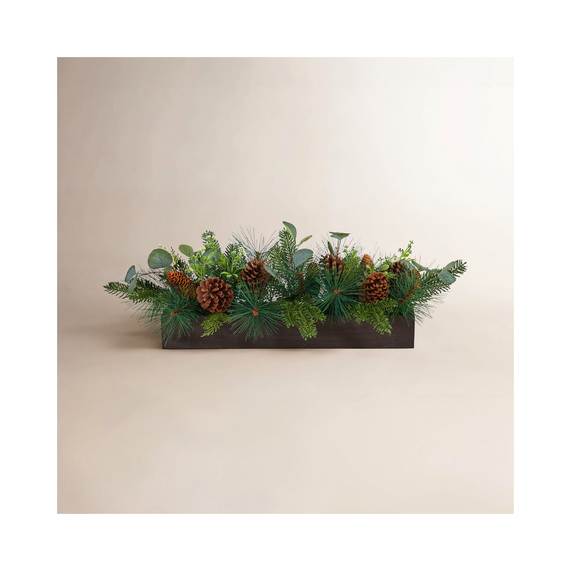 10'' Faux Pine Plant in Wood Planter