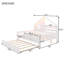 Structure de lit simple en bois avec lit gigogne, tablettes et éclairage pour enfants, blanc-160153170-160153171