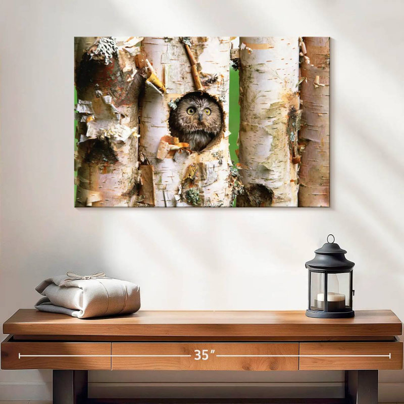 Brampt Owl In Tree Hole, 16" H x 24" W