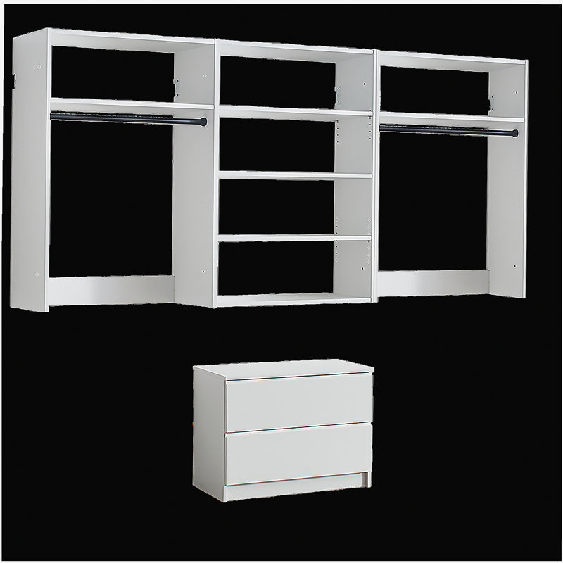 Devi White Wall Mounted Wood Closet System, White