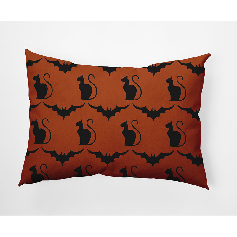 Coussin intérieur / extérieur Cats and Bats, 14 po x 20 po, Terre de Sienne
