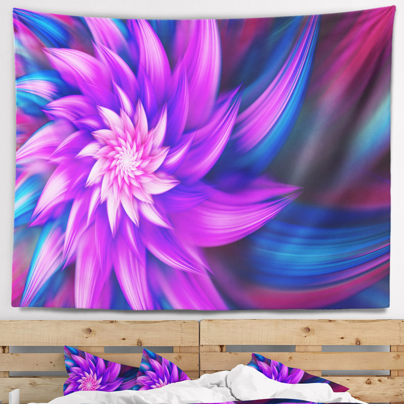 Tapisserie fleur florale en mauve, H 68 po x l 80 po