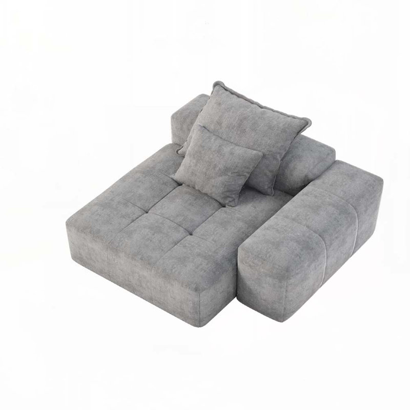Modular Chenille Sectional Sofa with 2 Pillows, Grey