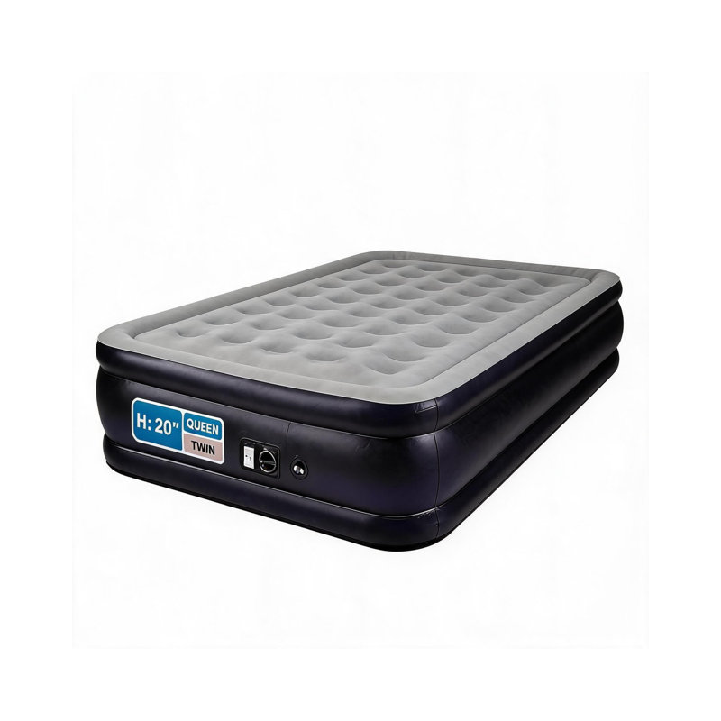 Grand matelas gonflable surélevé de 20 pouces avec pompe intégrée - Structure gonflable en nid d'abeille de capacité maximale de 800 lb pour les campeurs