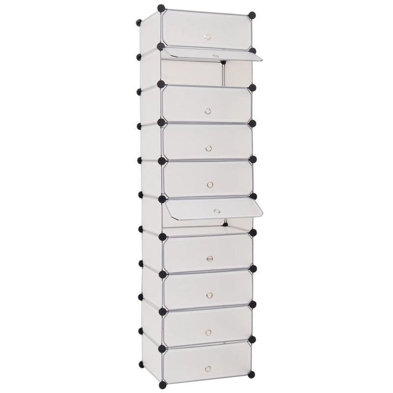 10 Pair Flip Down Shoe Storage, White