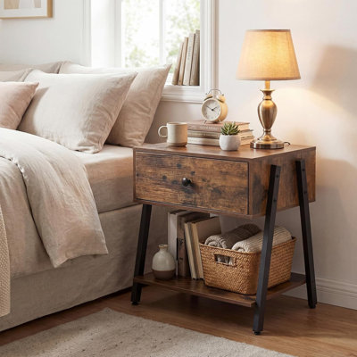 54cm W Metal Bedside Table