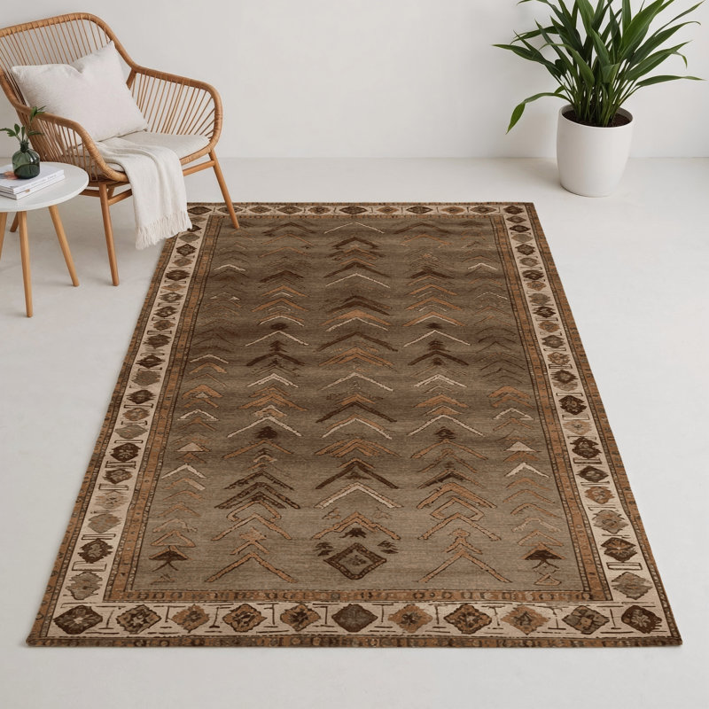 Turkish Brown Indoor and Outdoor Area Rug, Rectangle 9' x 12'