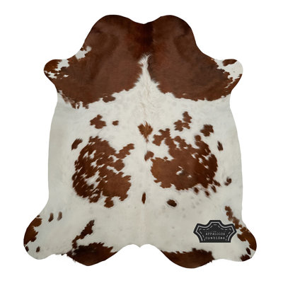 Très grand tapis en cuir de vache brun et blanc 6 pi x 8 pi - 100% cuir véritable - Accent de luxe naturel bohème chic