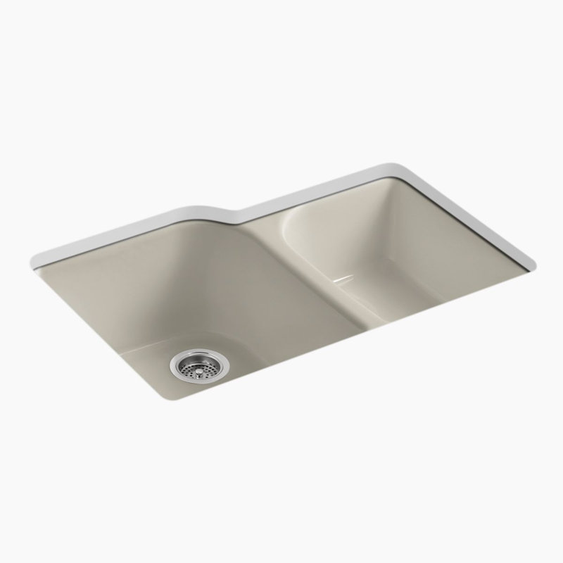 Executive Chef 33" L x 22" W Undermount Kitchen Sink with 4 Oversize Faucet Holes, Sandbar