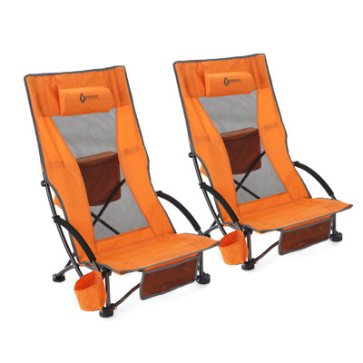 2-pack Folding Beach Chair with Headrest