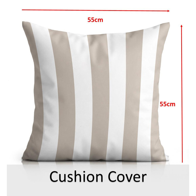Indoor / Outdoor Square Throw Cushion, Square 45cm, Beige/White