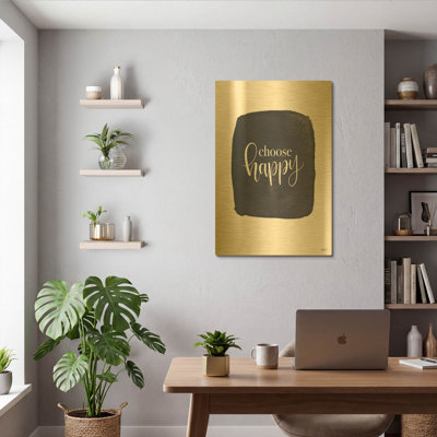 'Choose Happy' By Imperfect Dust Gold Metal Wall Art, 24" x 36"