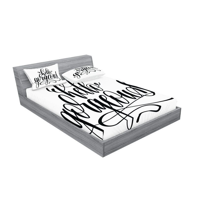 Ensemble de draps et taies décoratives Ambesonne Hello Gorgeous, noir et blanc