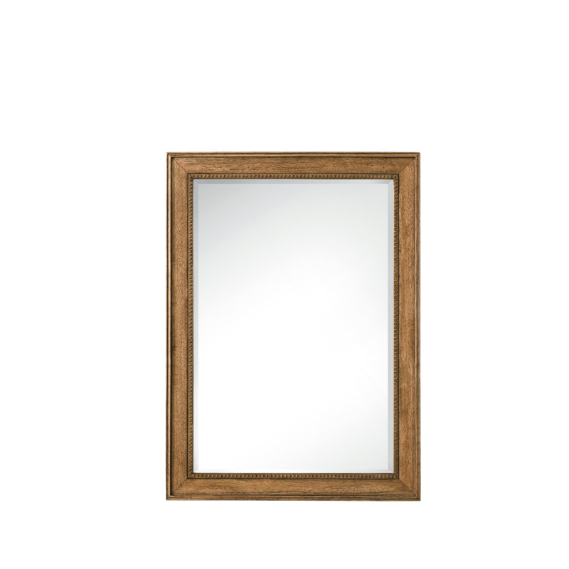 Bristol Flat Solid Wood Beveled Wall Mirror, 40" H x 29" W, Saddle Brown