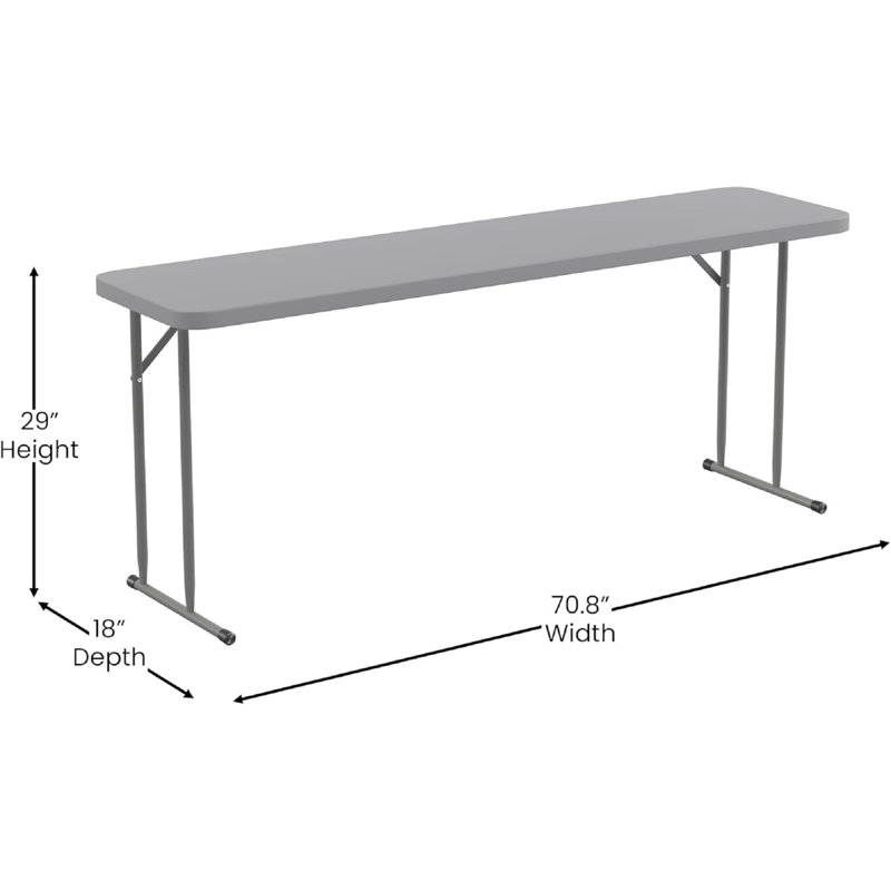 6-Foot Grey Plastic Folding Training Table