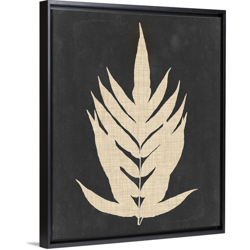Linen Fern II, art mural sur toile, H 40 po x l 32 po x P 1,75 po, Toile avec cadre noir