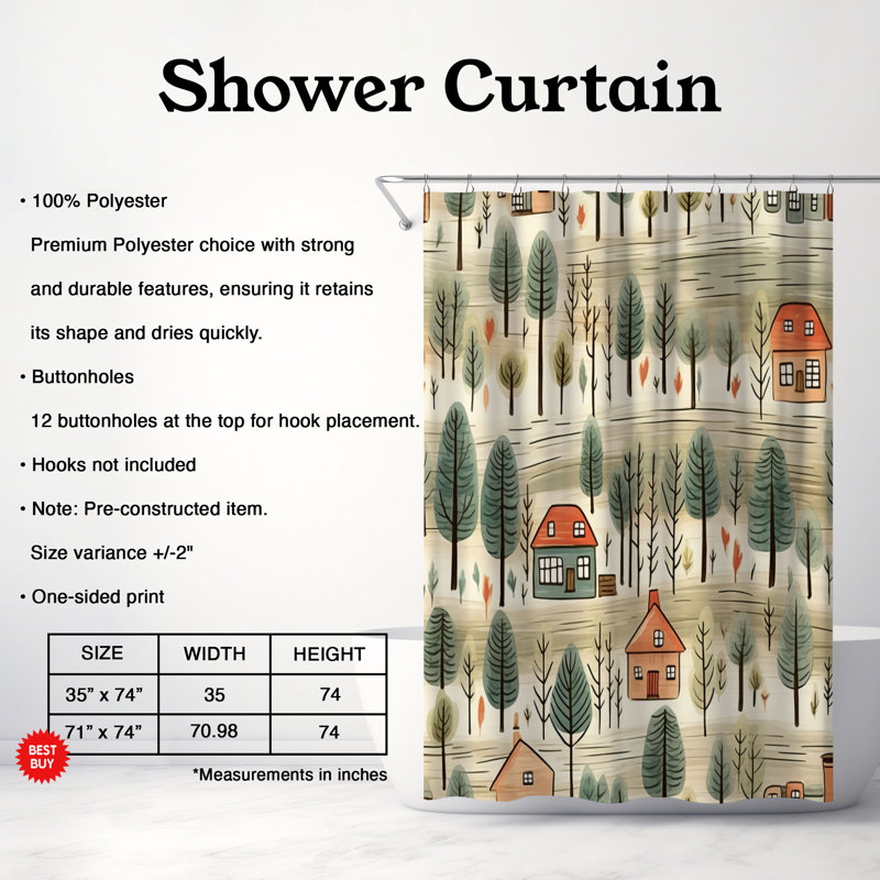 Toile rustique - Rideau de douche Premium, H 74 po x l 71 po