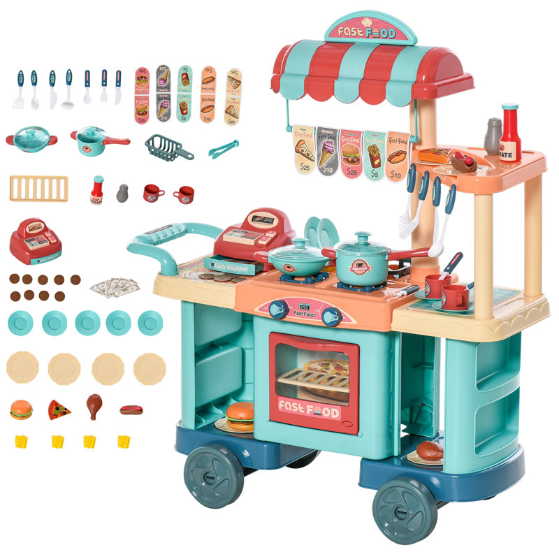 Kids Fast Food Shop Play Cart Set