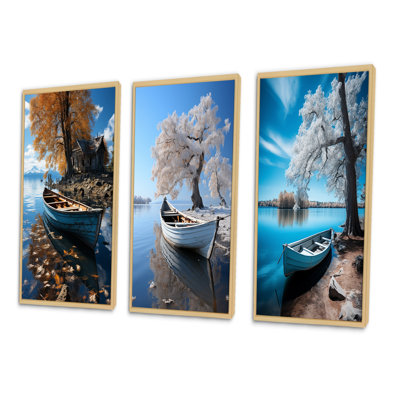 «Blue Lakeside Hideaway», 3 pièces sur toile