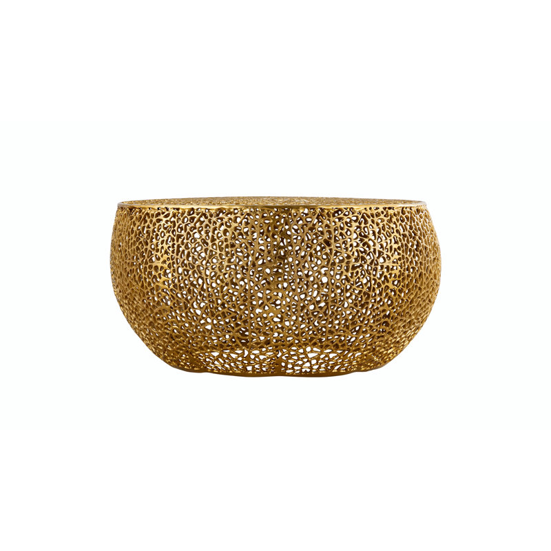 Kawanna Aluminum Drum Coffee Table, Gold