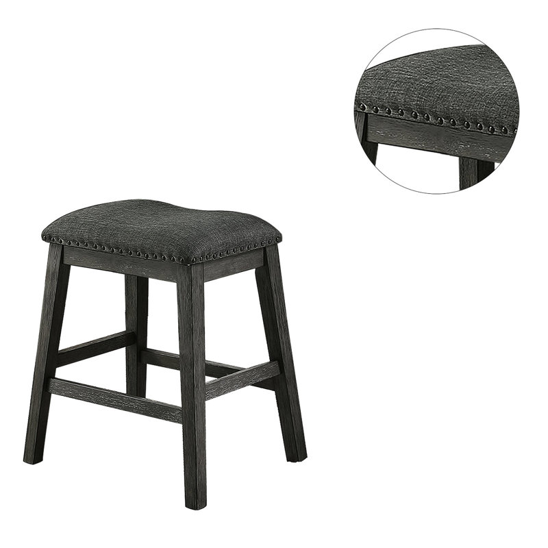 Tabouret de comptoir rembourré en lin gris foncé (2) - capacité de poids de 200 lb nécessaire en bois massif