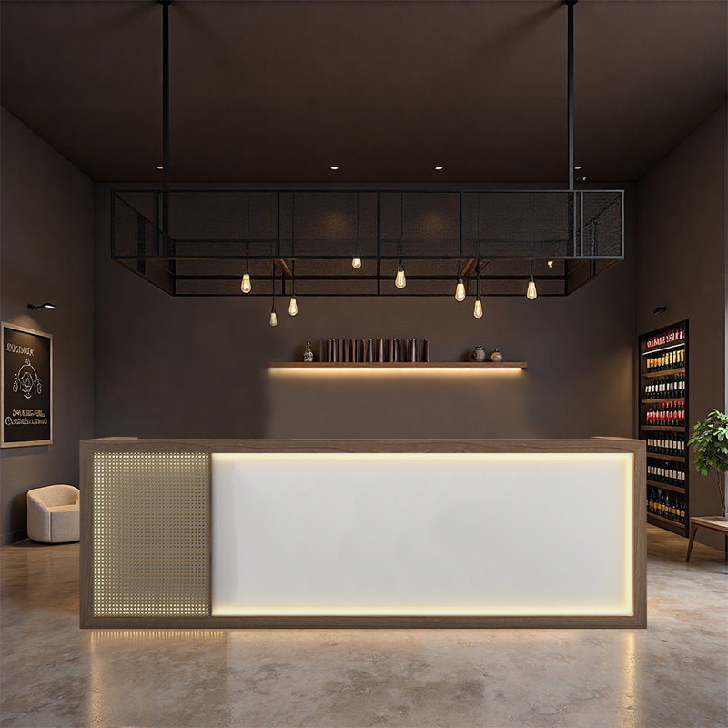 Comptoir de bar rétro moderne - Usage polyvalent et élégant pour les bars à domicile, Light Coffee