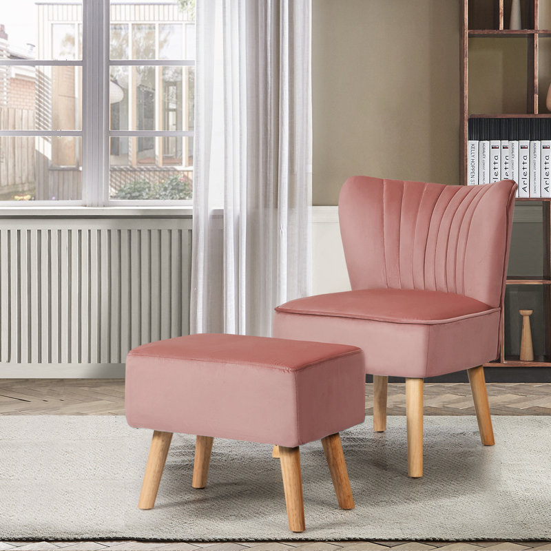 Ellianna Upholstered Slipper Chair With Footstool