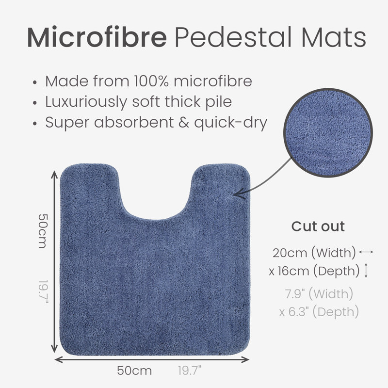 Joyce Microfibre U-Shape Pedestal Mat, Mid Blue