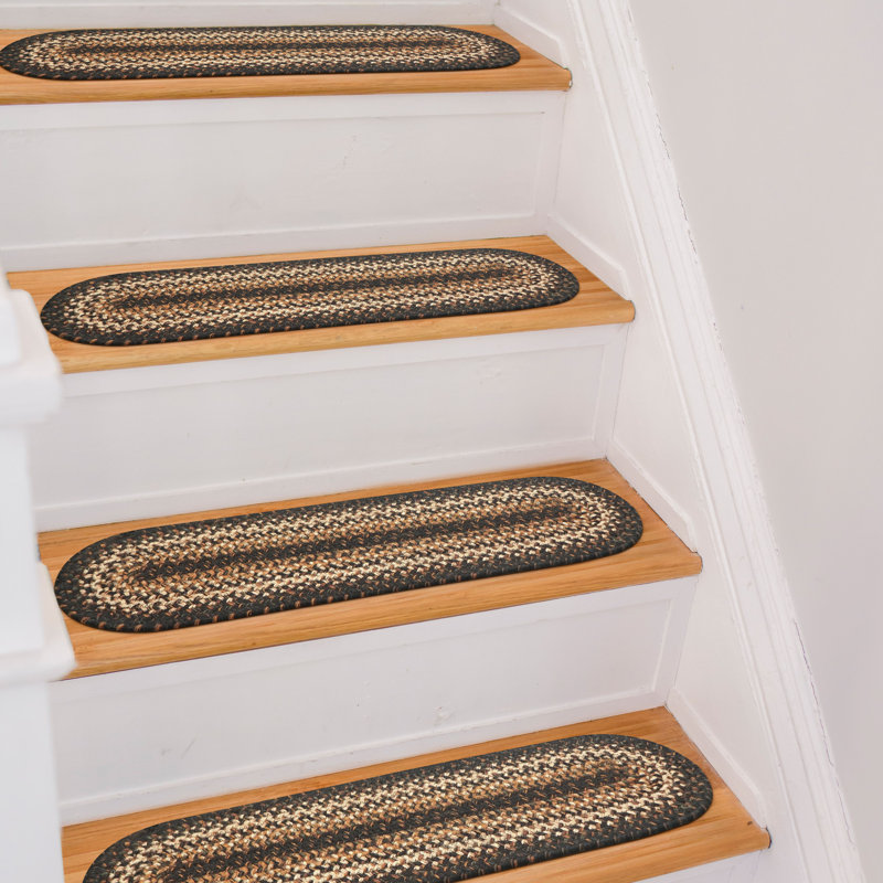Tapis d'escalier d'intérieur tressé en jute de qualité supérieure - taille 8 po x 28 po, Kilimandjaro noir, 13