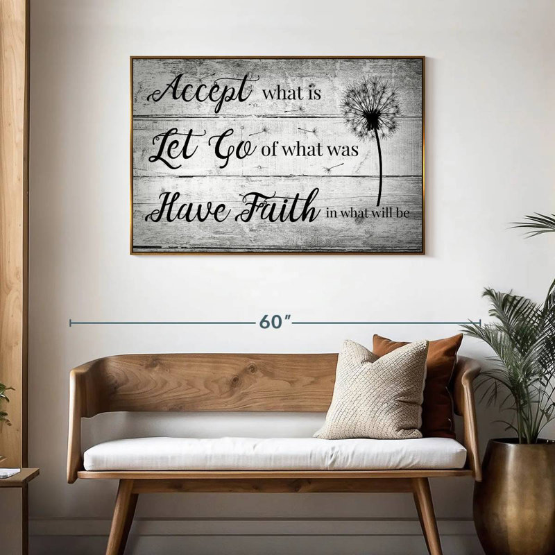 Citation «Have Faith», Cadre flottant doré, 43 po x 29 po