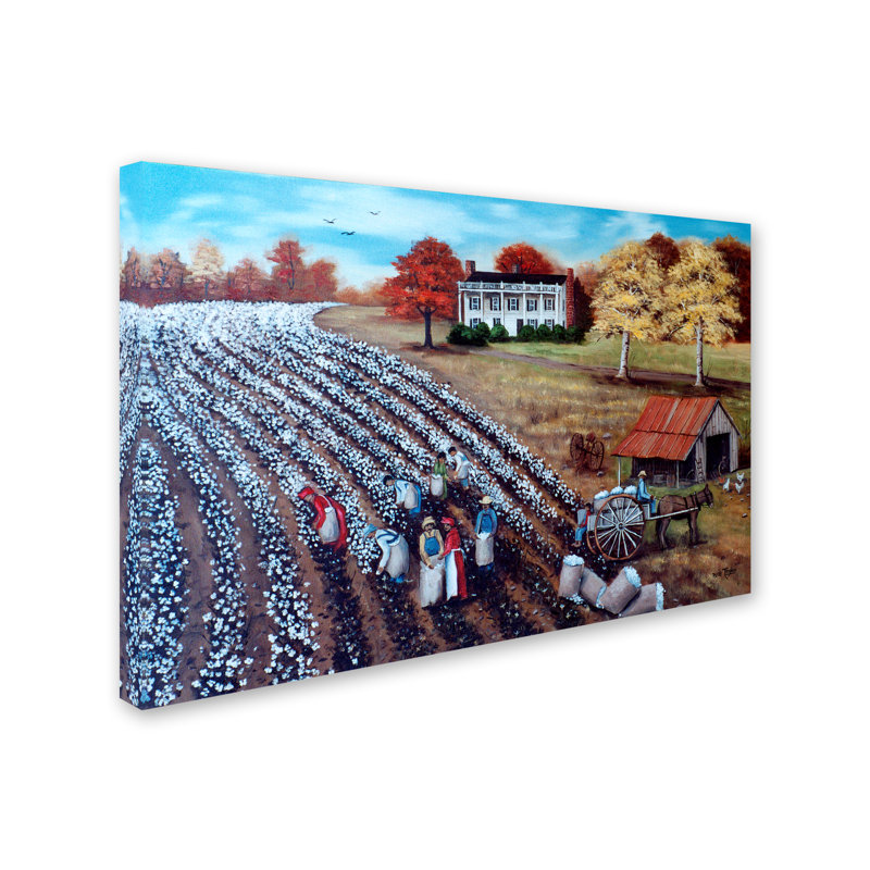 «The Lincoln Cotton Field» par Dugazon, reproduction sur toile tendue, H 22 po x l 32 po