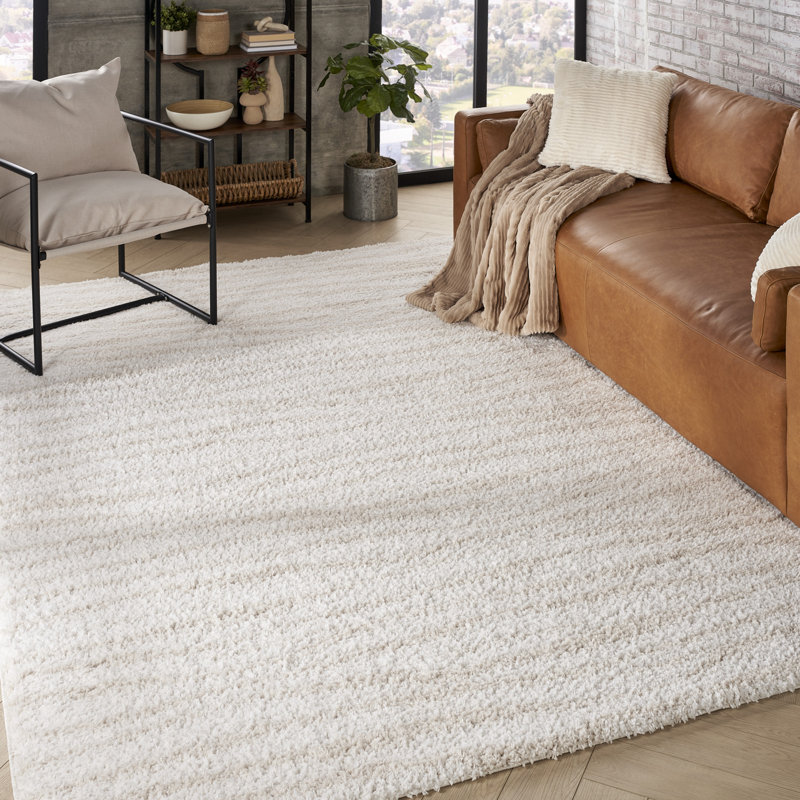 Ebern Designs Leung Ivory Beige Modern Indoor Rug, Rectangle 7'10" x 9'10"