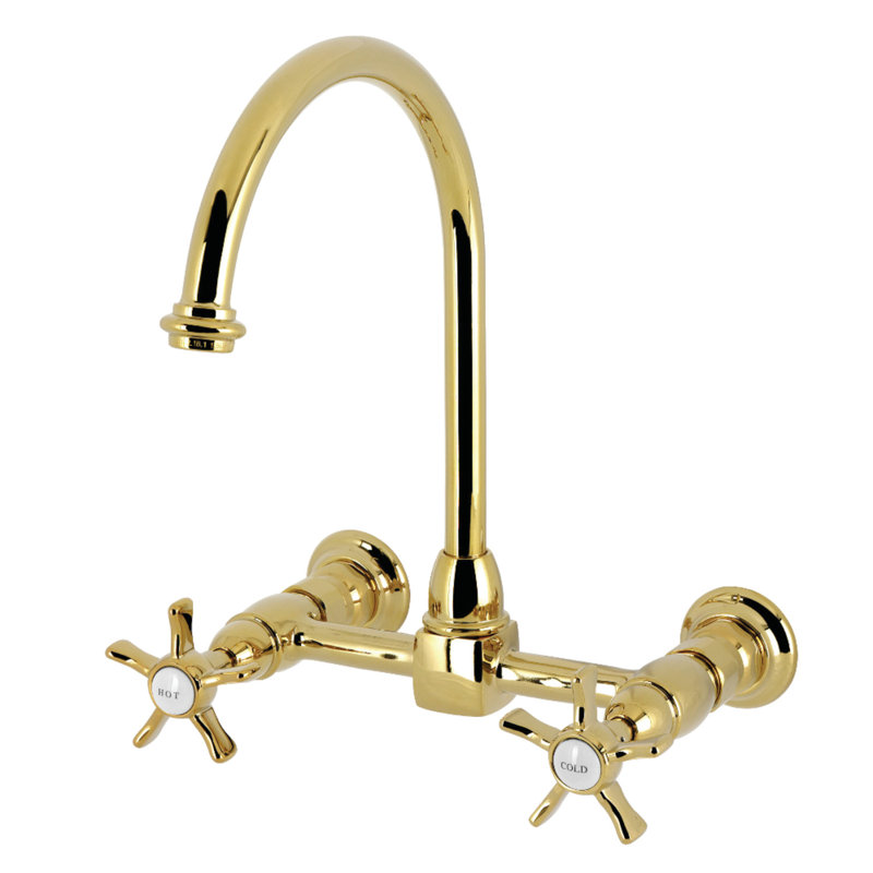Kingston Brass Hamilton Double-Handle 2-Hole Wall-Mount Bridge Kitchen Faucet