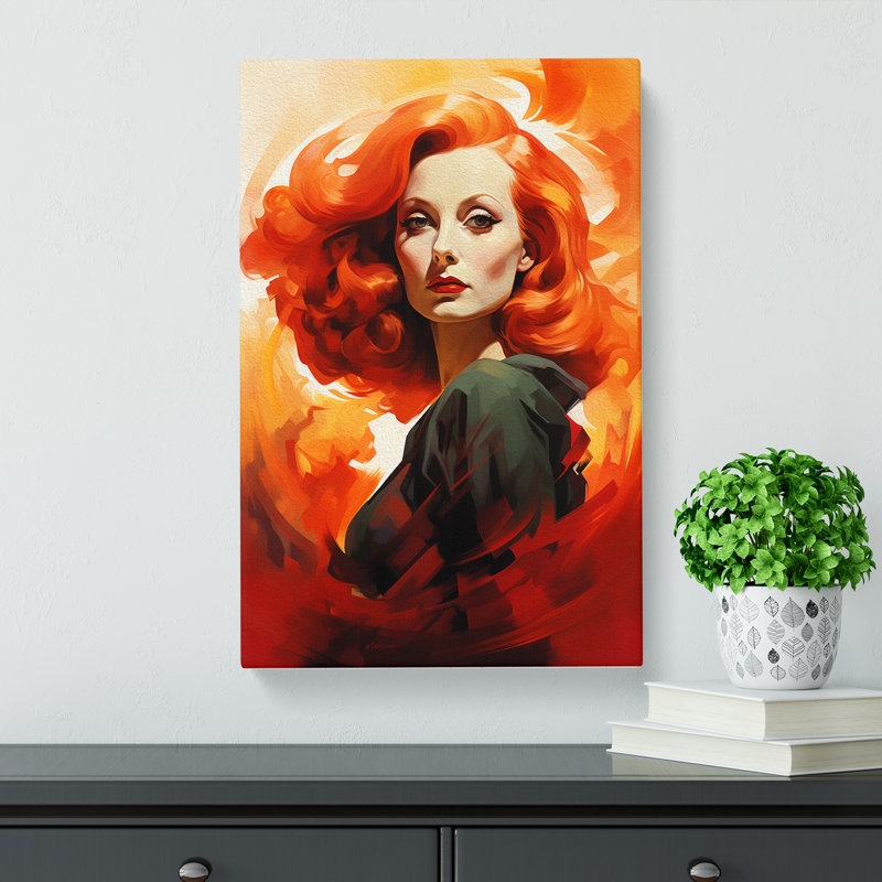 Woman With Red Hair Tachisme - Wrapped Canvas