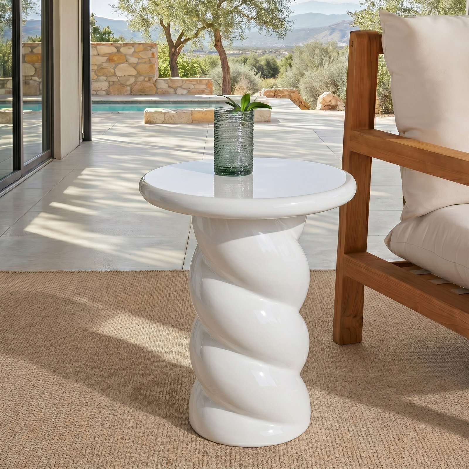 14" End Table, White