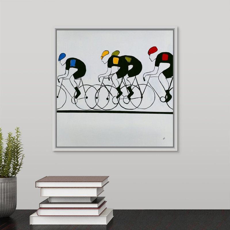 « break out », peinture sur toile, Cadre flottant blanc, H 13,7 po x l 13,7 po x P 1,75 po