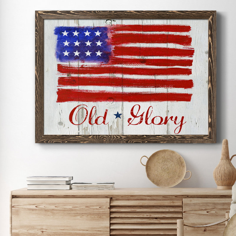 «Old Glory», reproduction d'art graphique sur toile encadrée, Encadré de bois de noyer, H 31 po x l 44 po x P 1 po