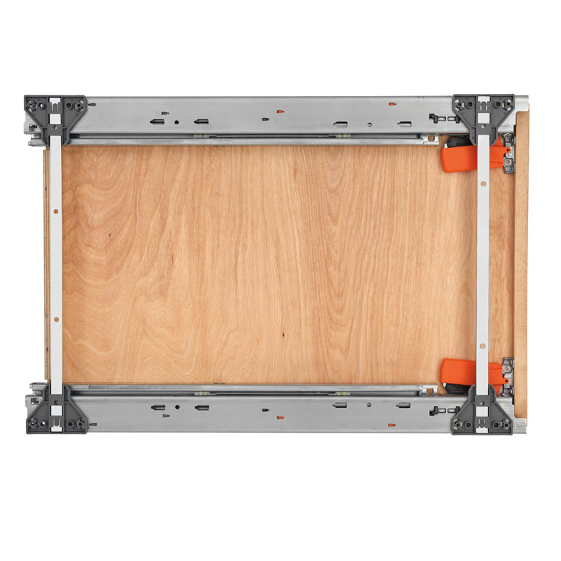 Natural Wood and Chrome Kitchen Cabinet Organizer with Soft-Close