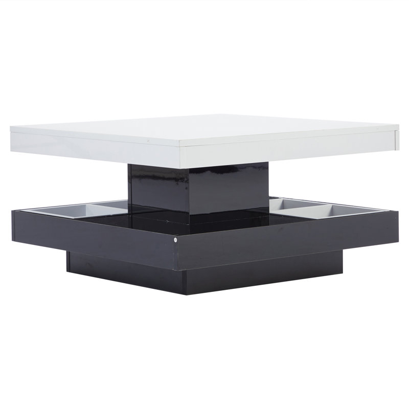 Frame Coffee Table with Storage, Black