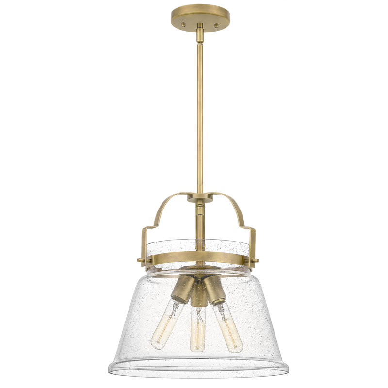3 - Light Unique/Statement Pendant, Weathered Brass