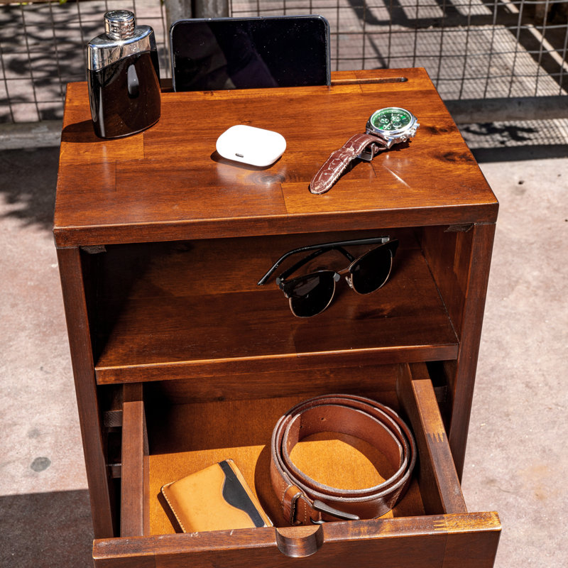 Denton 43.6cm W Solid Wood Bedside Table