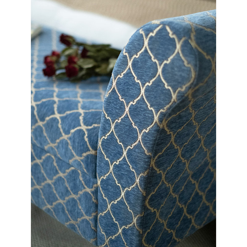 Banc de rangement en chenille bleue